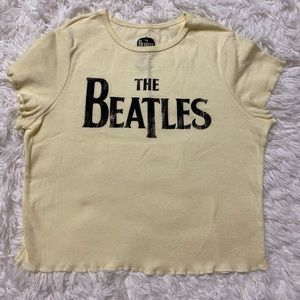 The Beatles - Cute Yellow Crop Top, Lettuce Hem